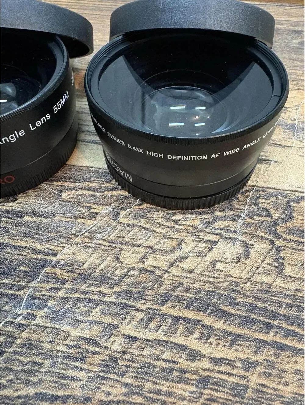 Lot 3 Japanese Lens Conversions: .43 Wide Angle 55mm & 58mm, 2.2x Telephoto 52mm